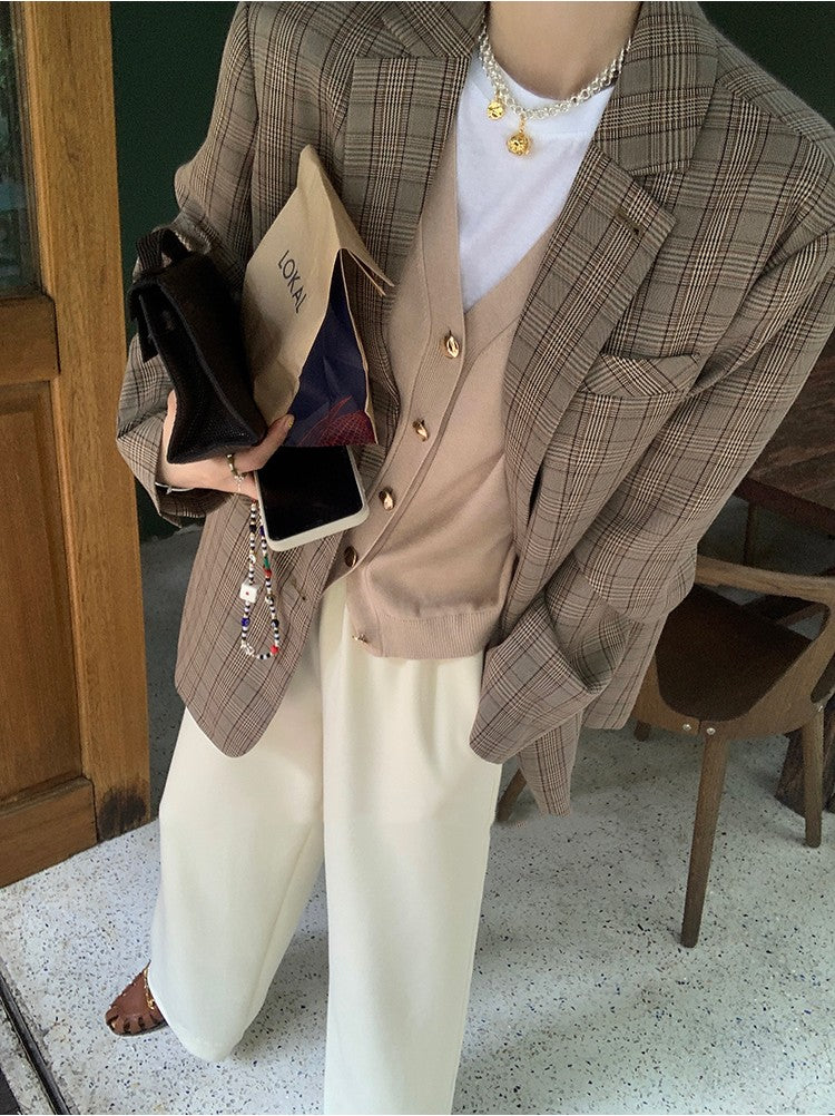 Loose-Fitting British Retro Suit Jacket