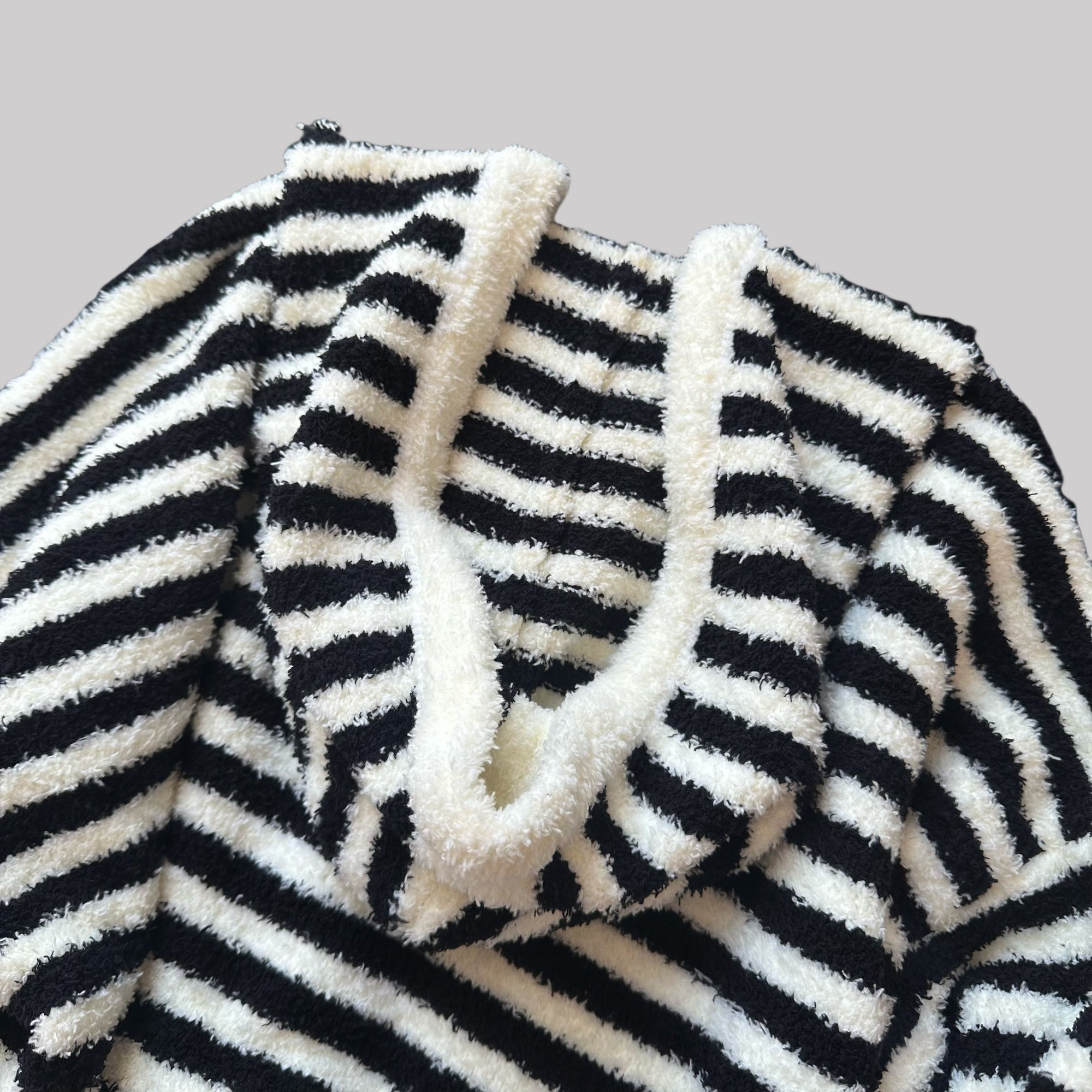 Upgraded Black &amp;amp; White Striped Flannel Loungewear Set