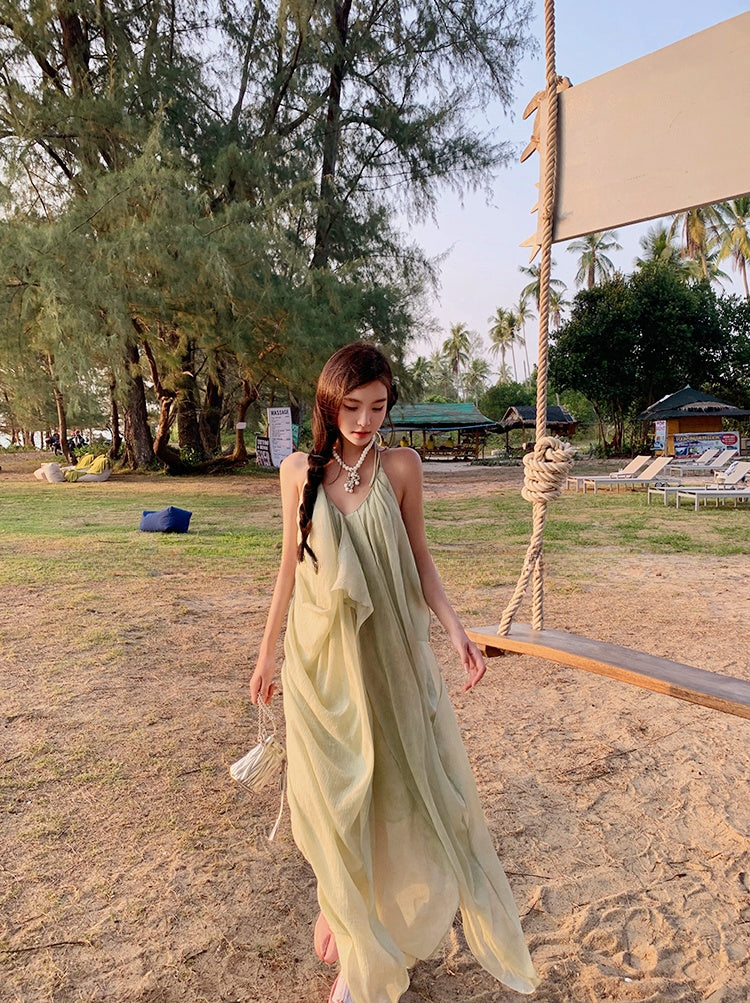 Tencel Airy Mid-Length Beach Dress