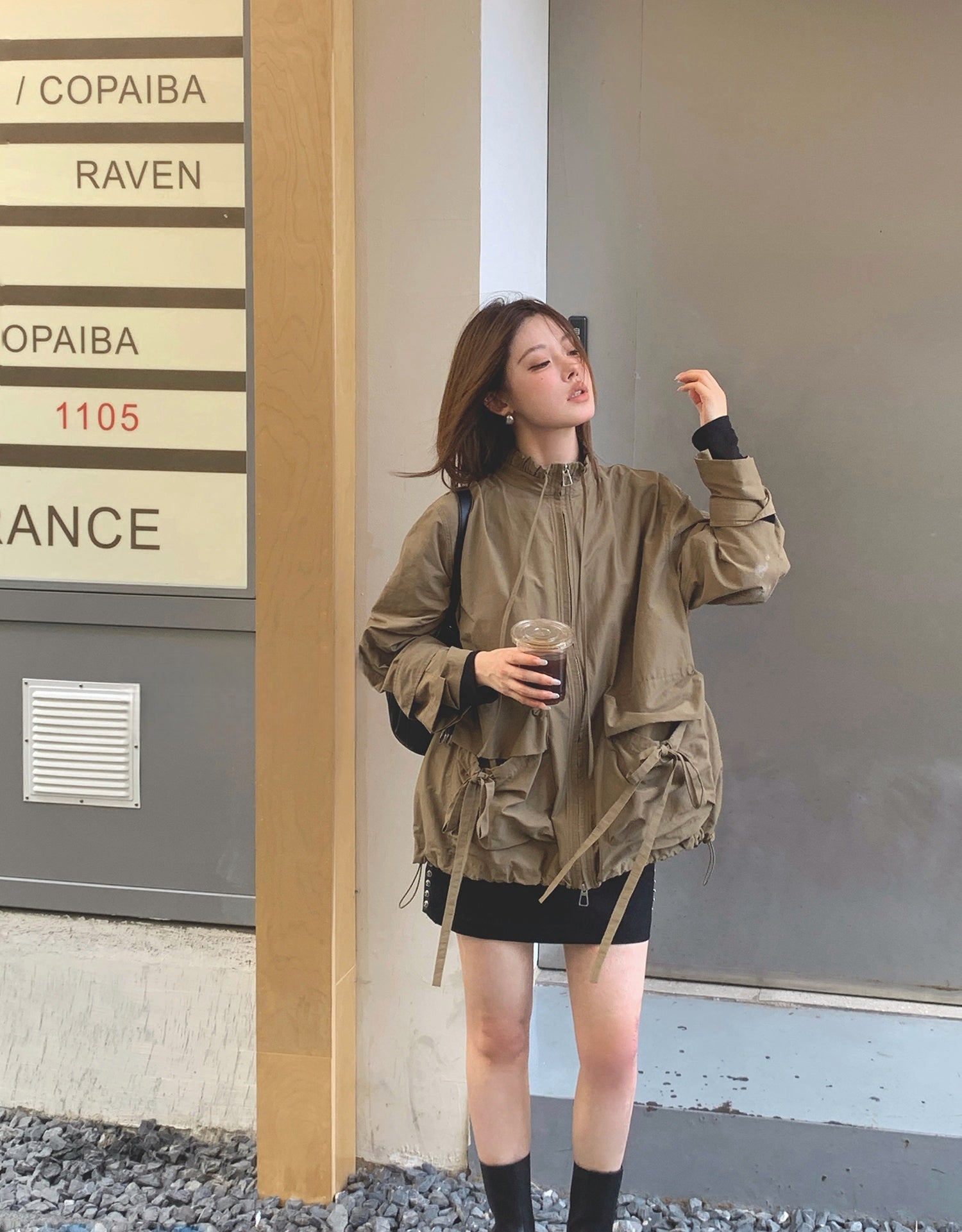 Casual Utility-Style Jacket with Straps