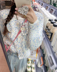 Macron Colorful Polka Dot Thick Knitted Cardigan