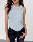 Side Bow Tie Lace-up Sleeveless Tencel Vest