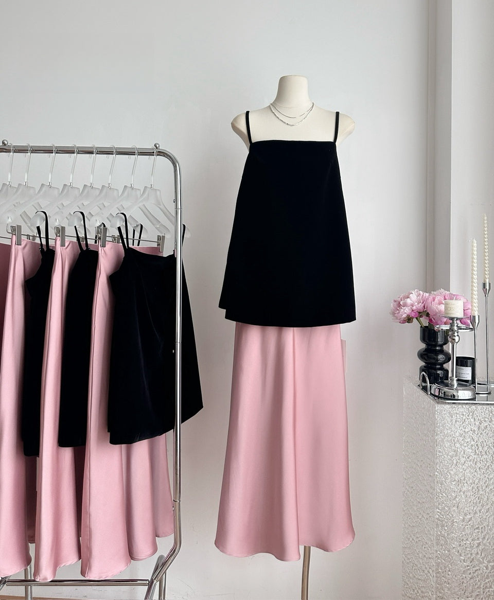 Must-Have Tie-Strap Camisole + Acetate Satin Mermaid Skirt