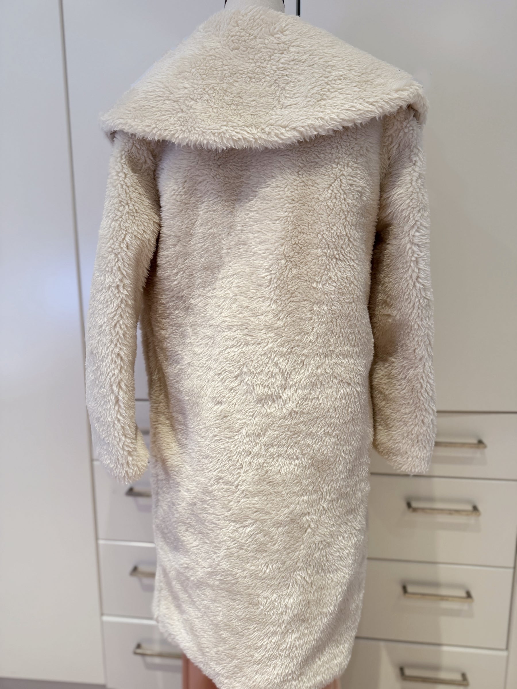 Wool-Blend Eco Faux Fur Mid-Length Coat
