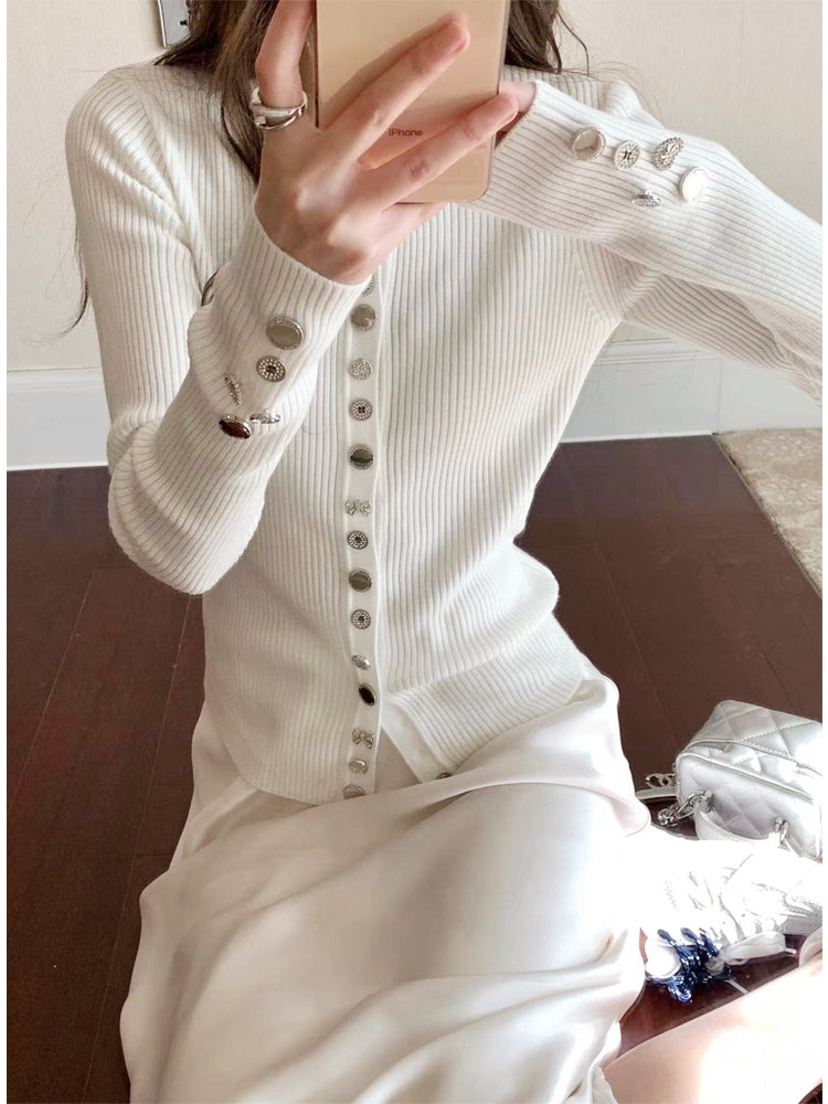 Korean-Style Elegant Knit Cardigan