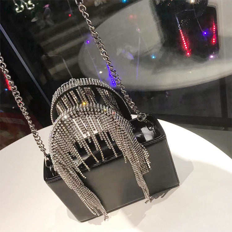 KARA MIDI FRINGE Crystal Tassel Bag