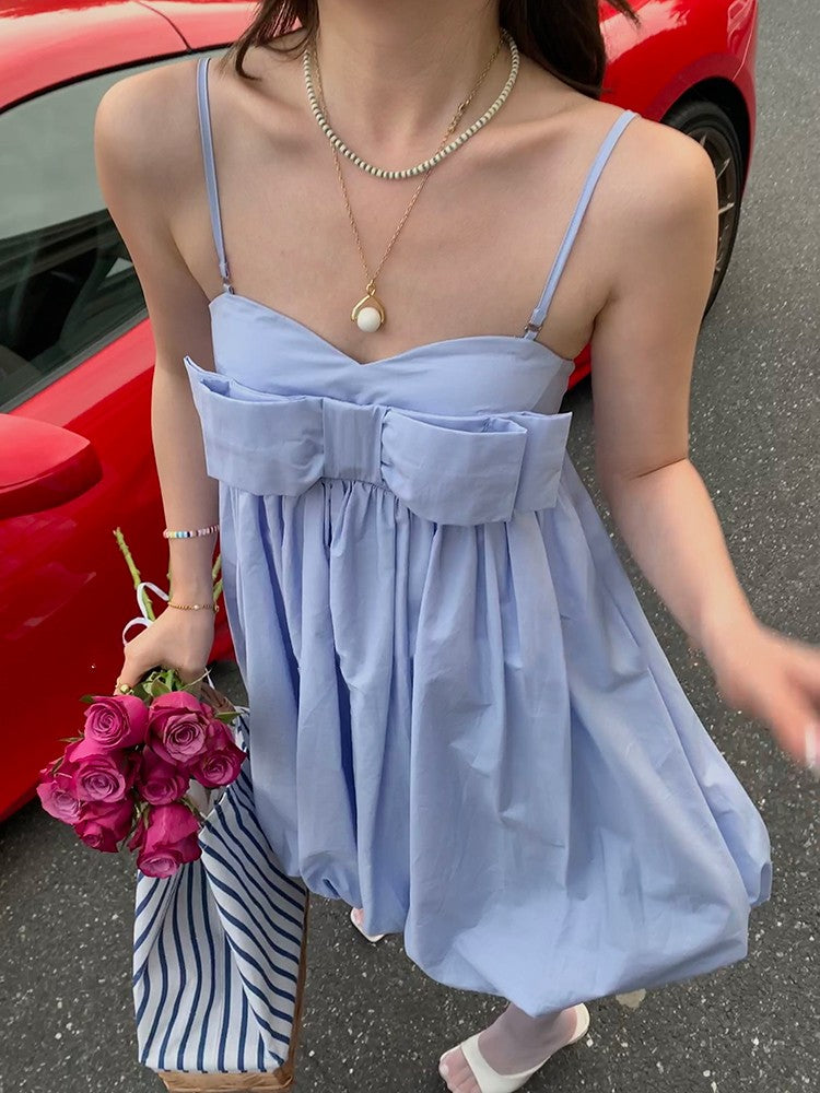 French Sweetheart Bow-Detail Camisole Dress