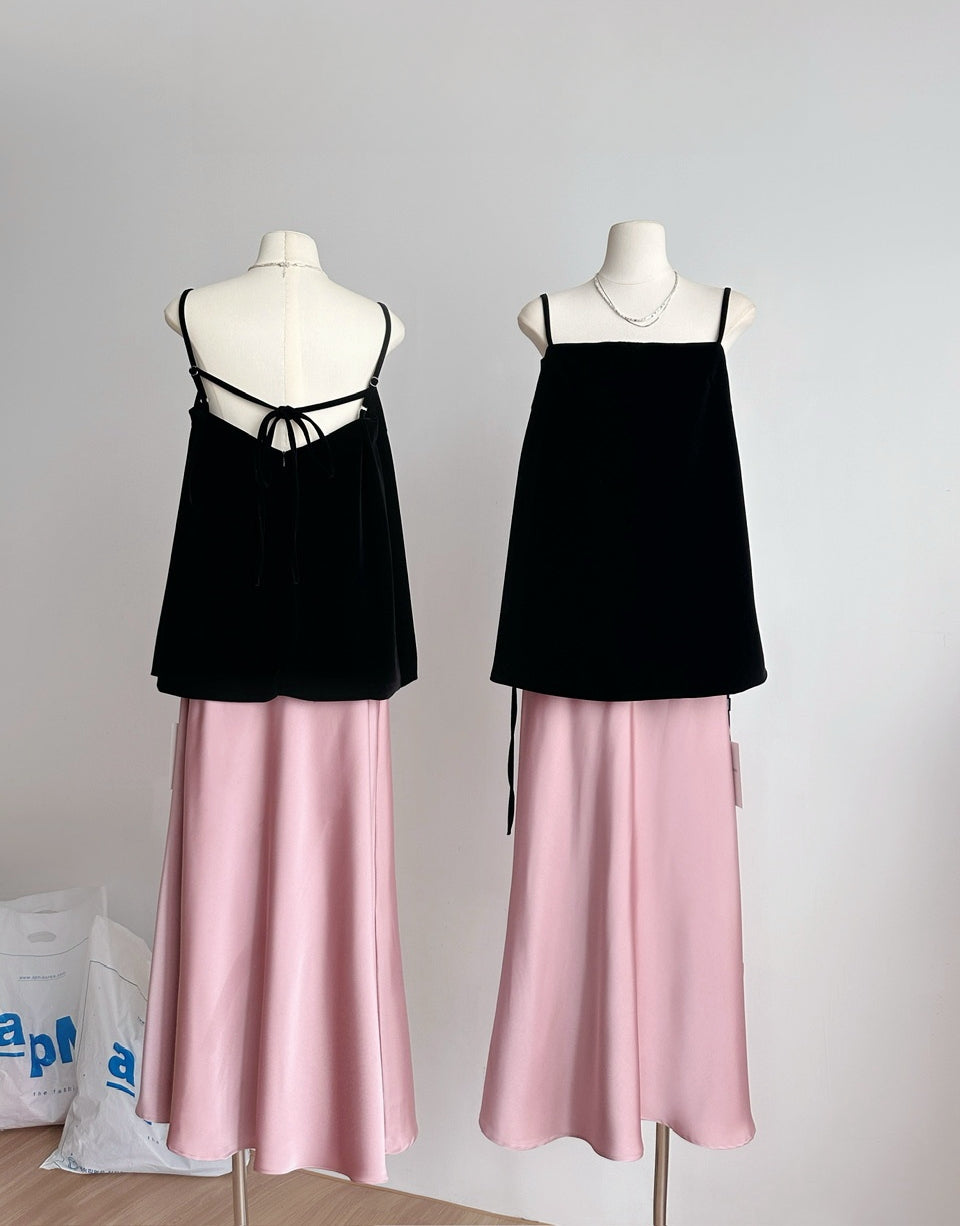 Must-Have Tie-Strap Camisole + Acetate Satin Mermaid Skirt