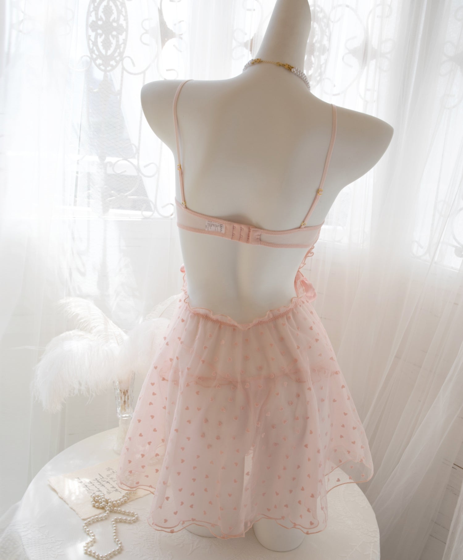 French Pure Desire Polka Dot Sexy Nightgown (2-Piece Set)