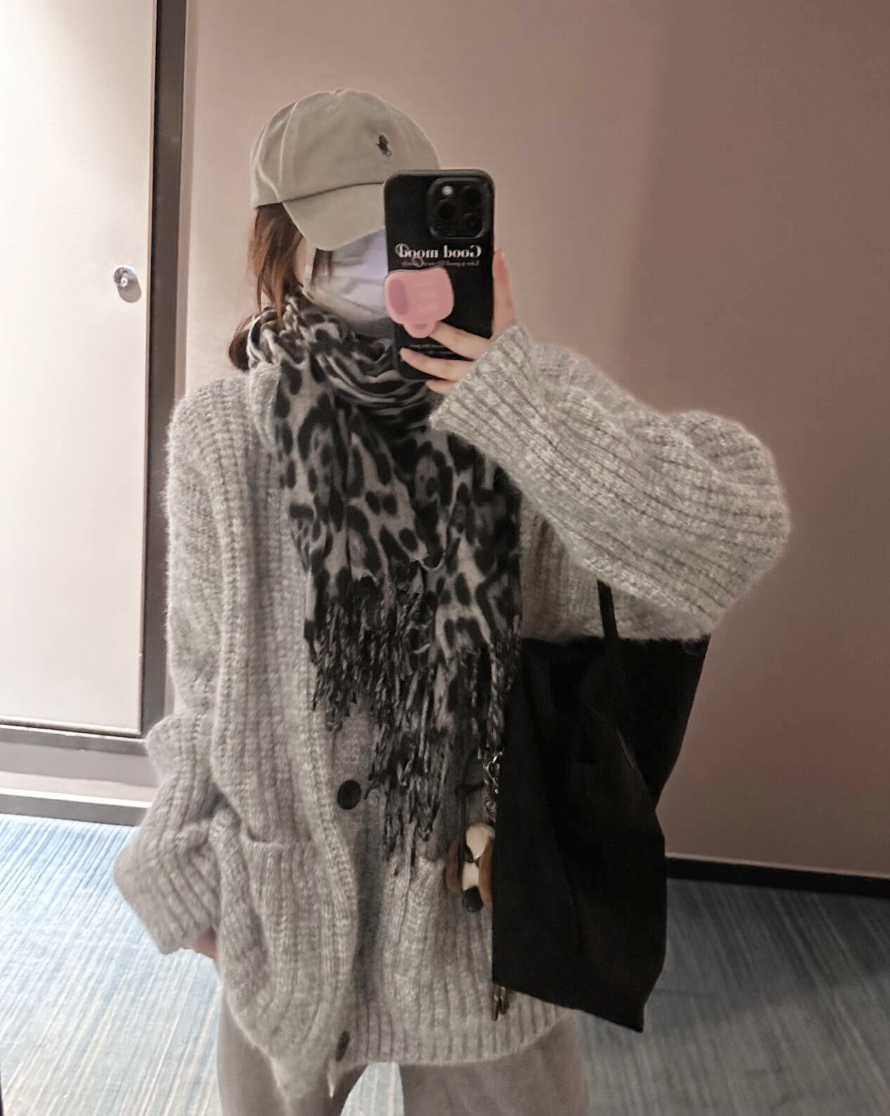 Korean-style wool knit cardigan with a relaxed, stylish design