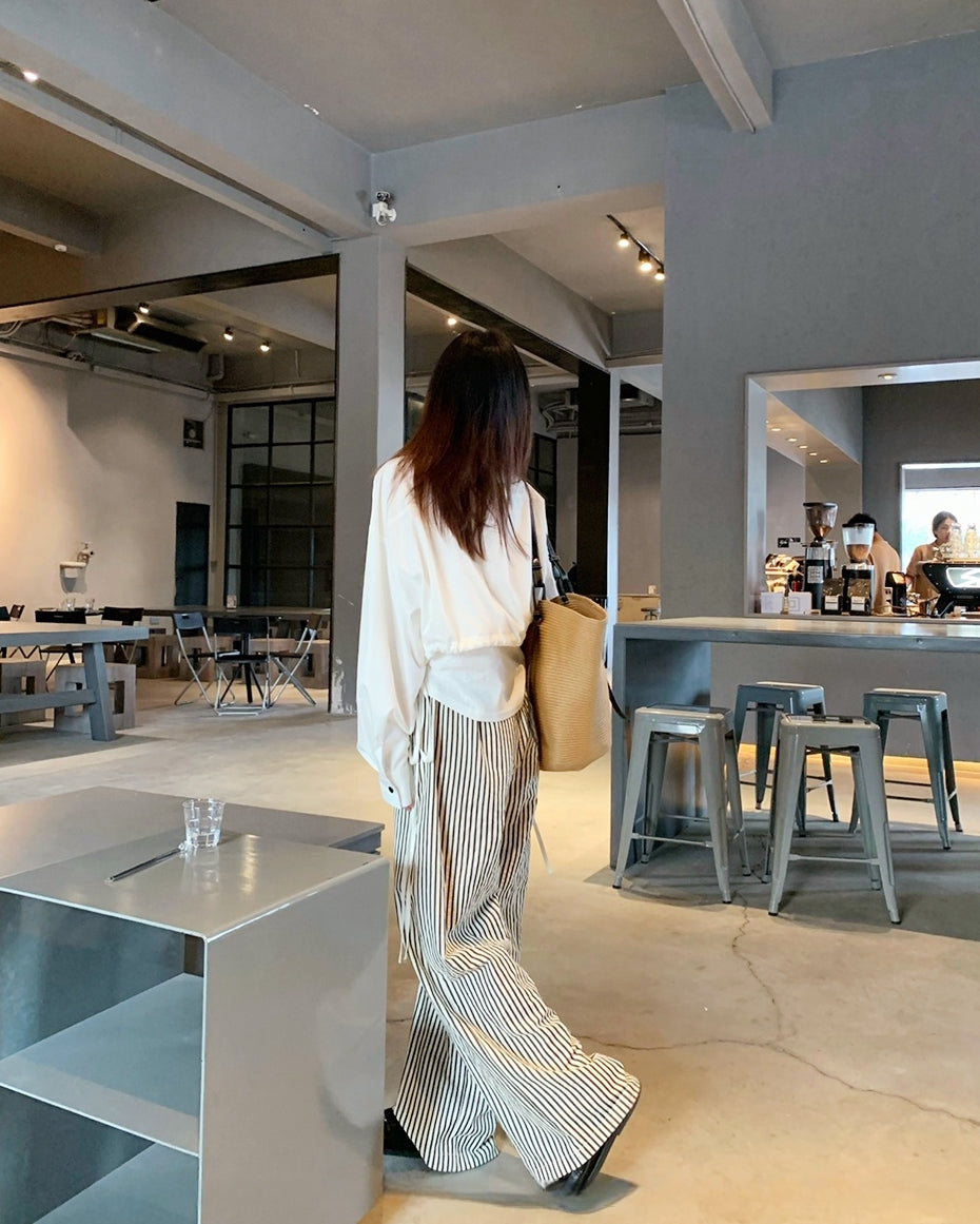MM6 Striped Wide-Leg Floor-Length Pants