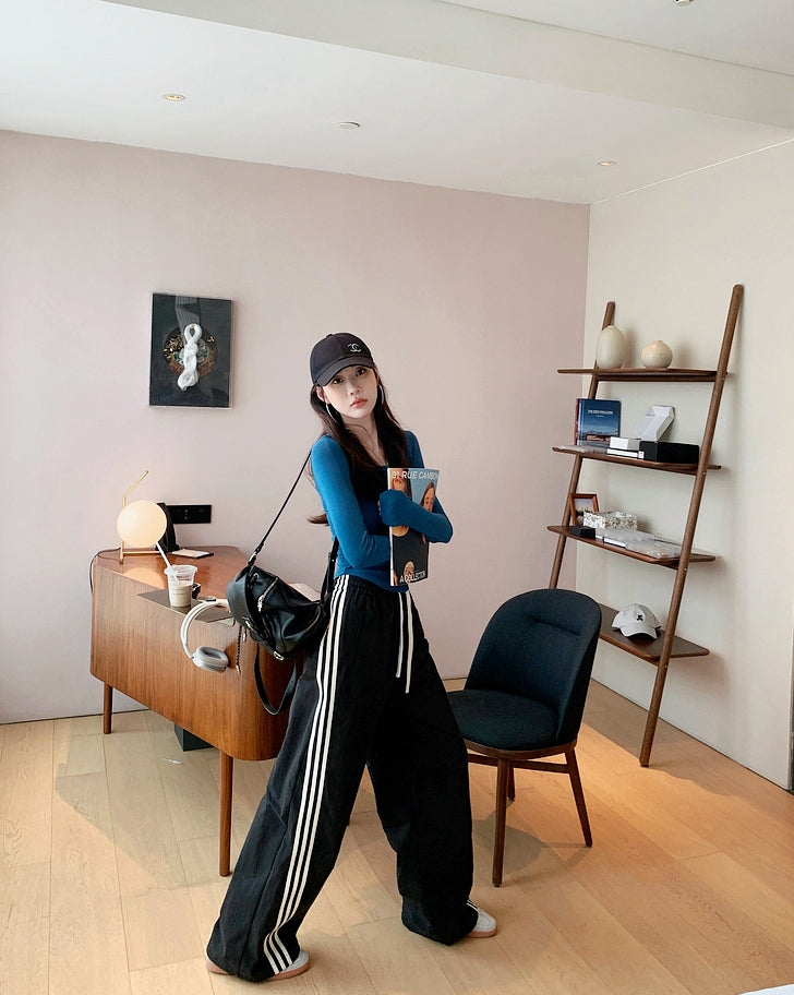 American-Style Striped Eco Cotton Drawstring Lounge Pants