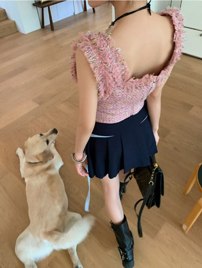 Chanel Style Square Collar Tank Top