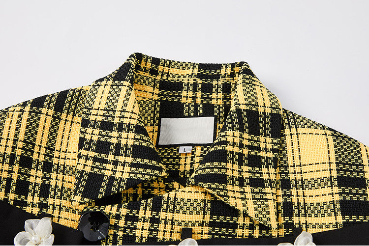 Yellow Plaid Blazer Jacket