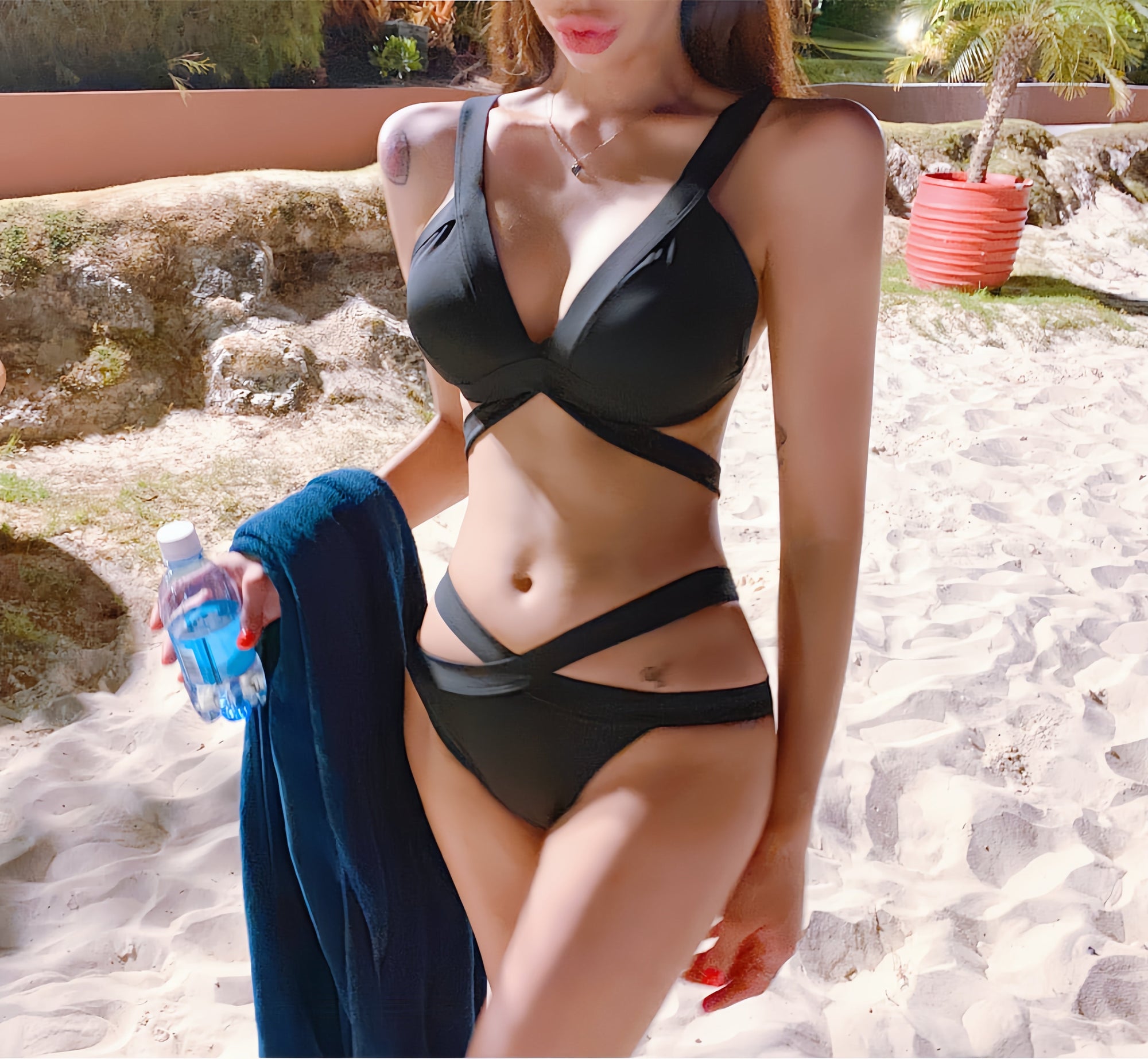 Korean Sexy Cross-Strap Bikini Two-Piece Swimsuit