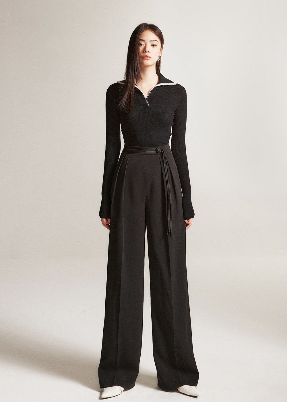 Chinese Style Fringe Straight Leg Not Wide Leg Pants
