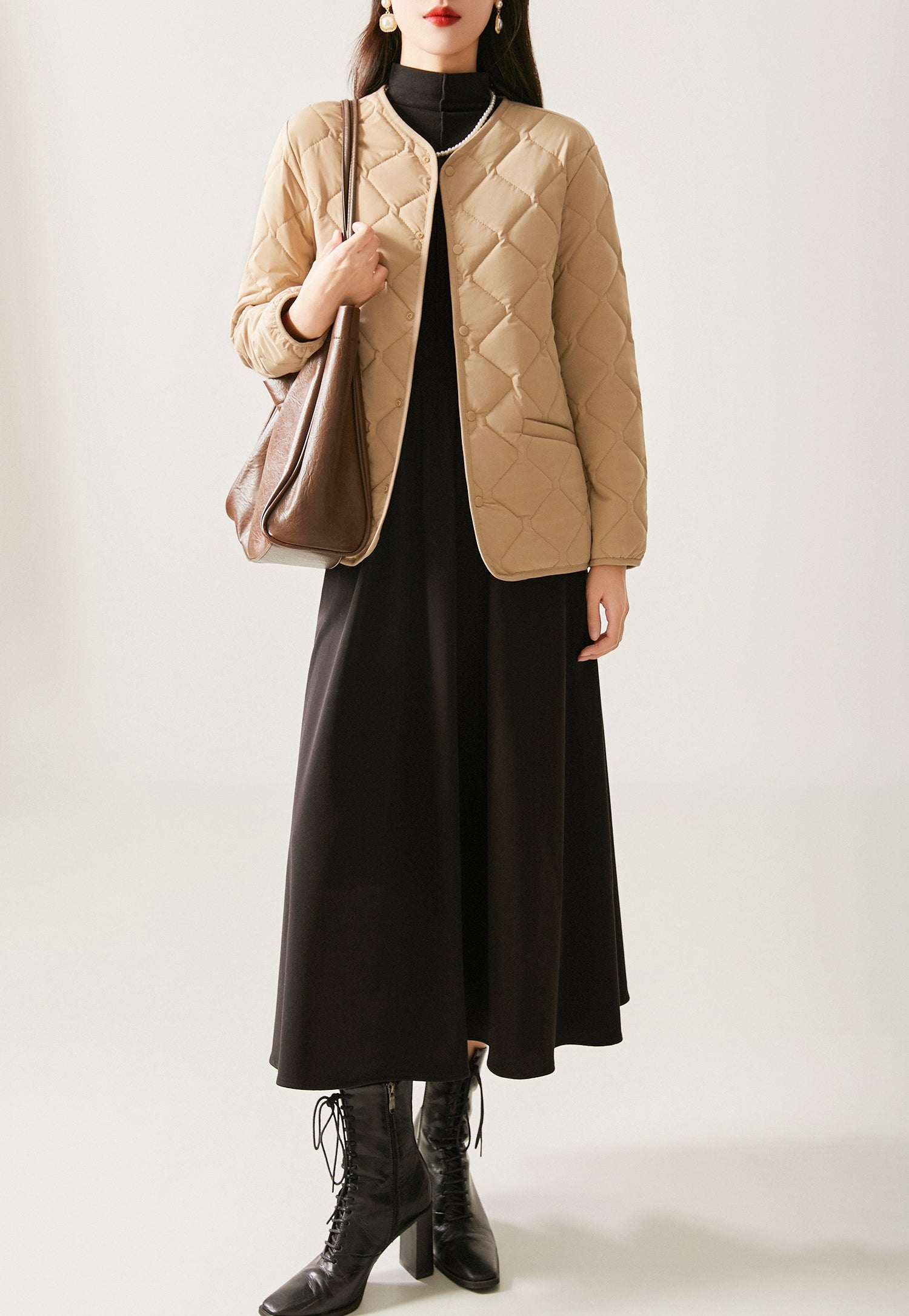 Mock Neck A-Line Dress