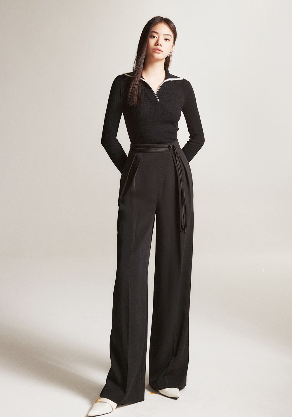 Chinese Style Fringe Straight Leg Not Wide Leg Pants