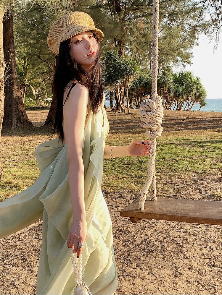 Tencel Airy Mid-Length Beach Dress