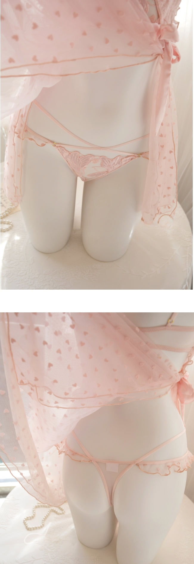 French Pure Desire Polka Dot Sexy Nightgown (2-Piece Set)