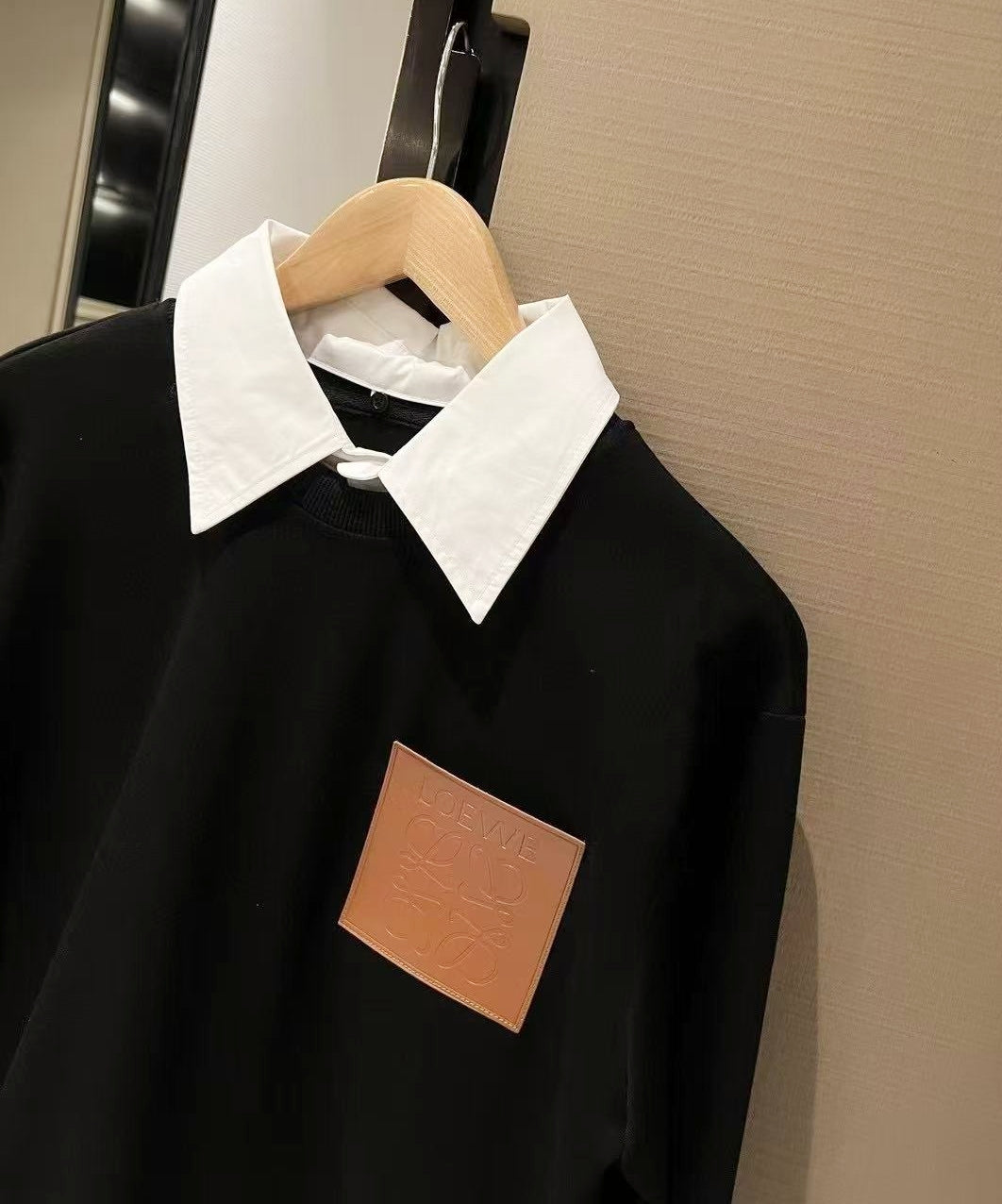 PU Leather Logo Sweatshirt