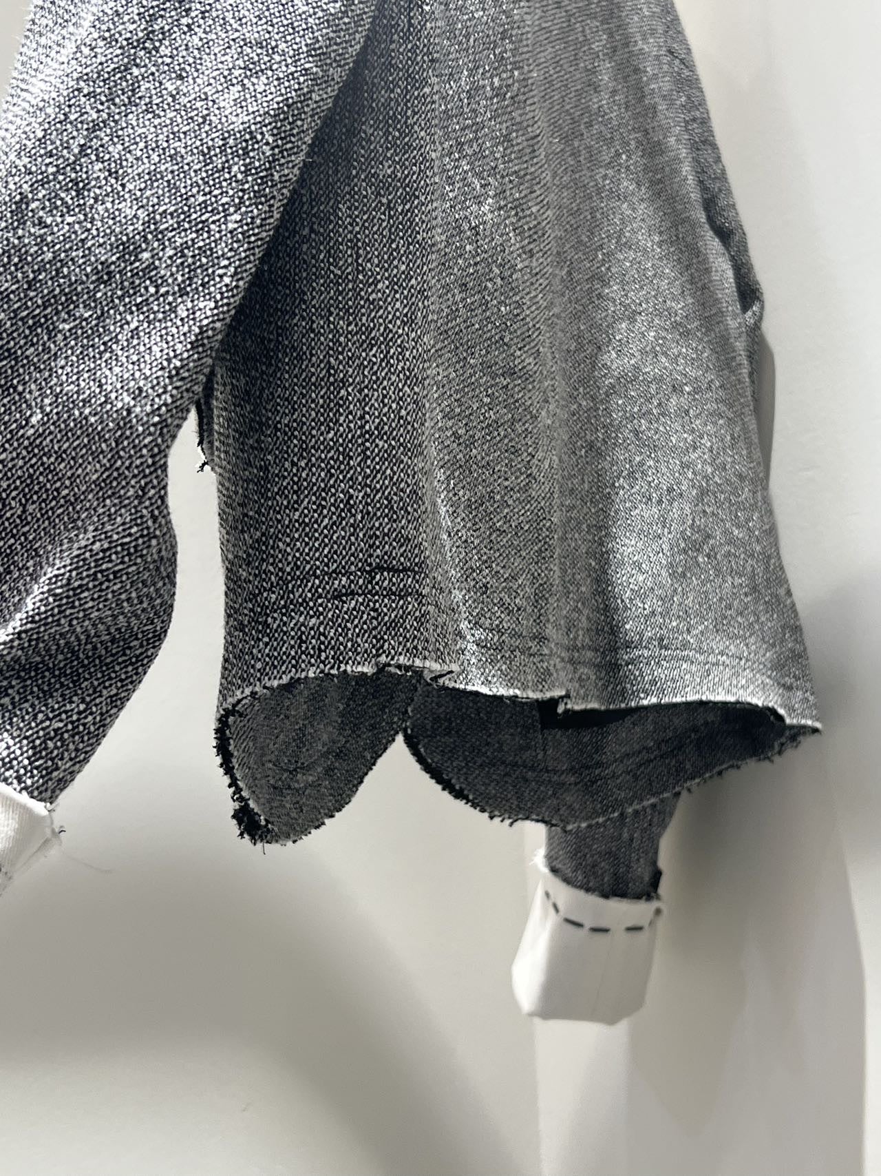Elegant V-Neck Tweed Jacket with Raw Edges