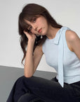 Side Bow Tie Lace-up Sleeveless Tencel Vest