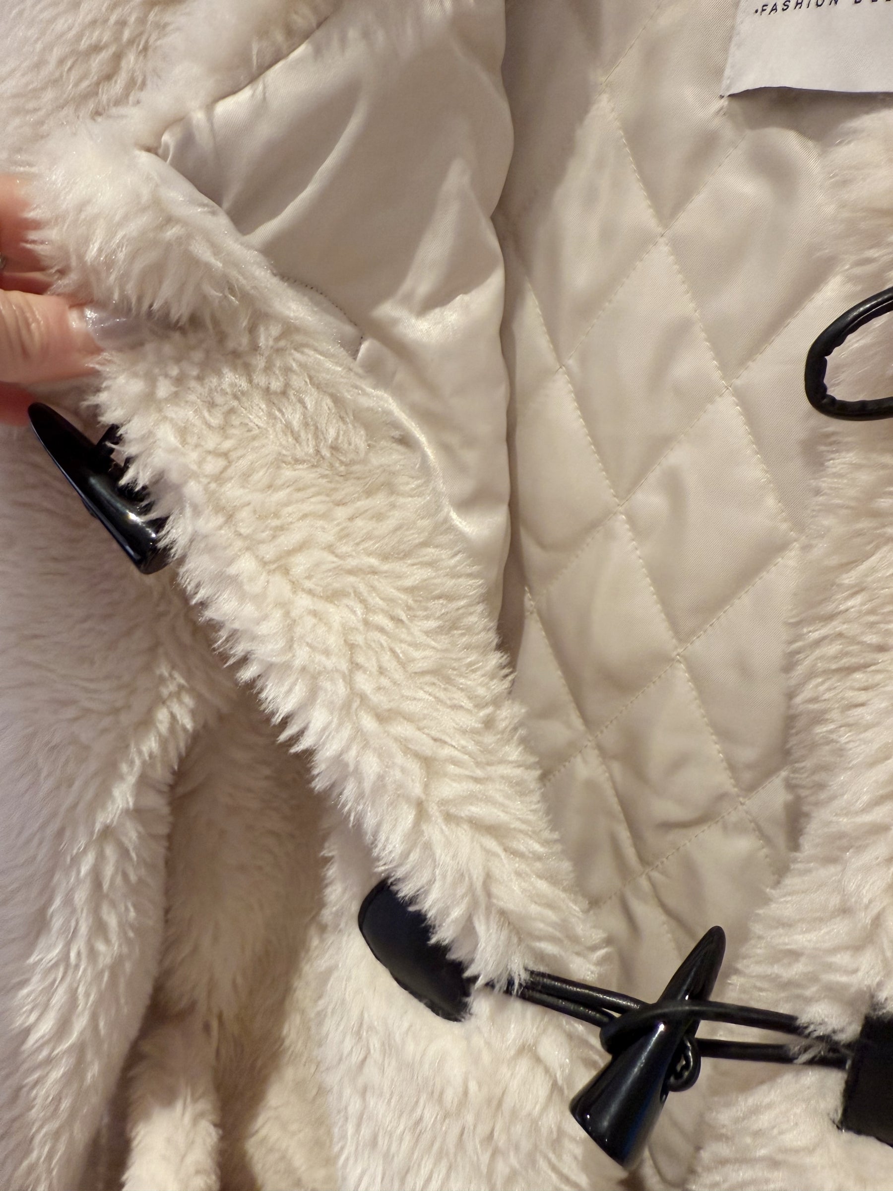 Wool-Blend Eco Faux Fur Mid-Length Coat