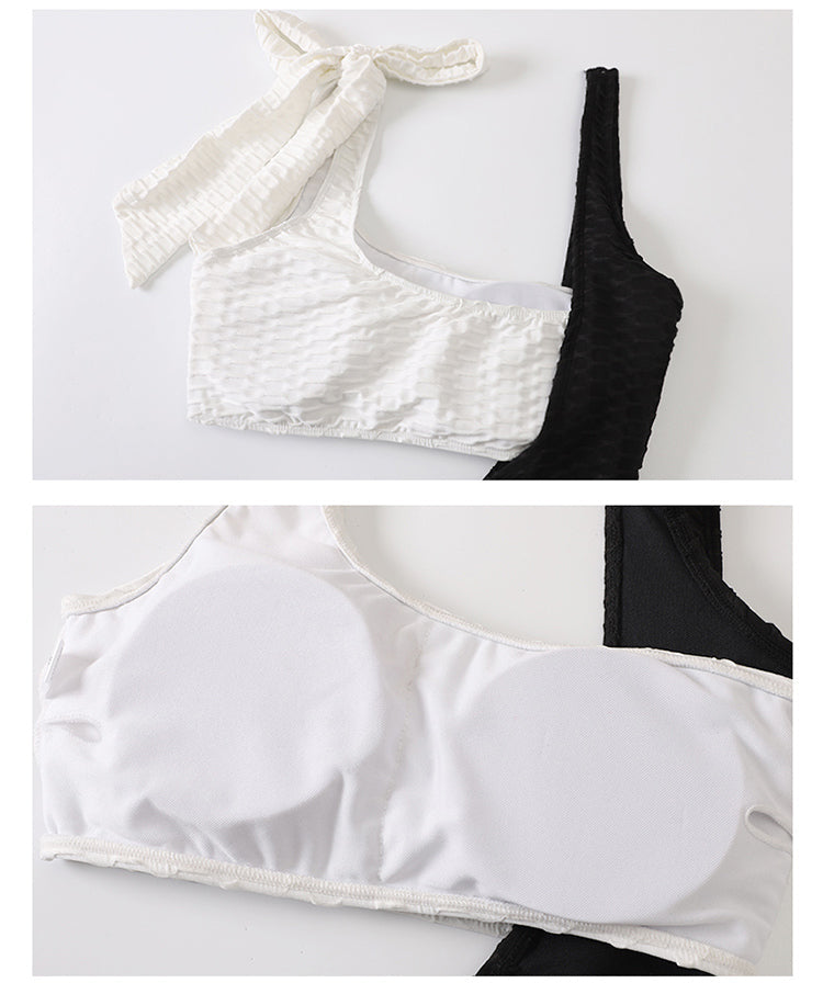Korean Contrast One-Piece Swimsuit