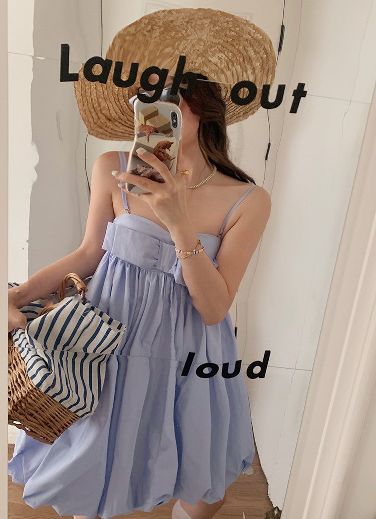 French Sweetheart Bow-Detail Camisole Dress