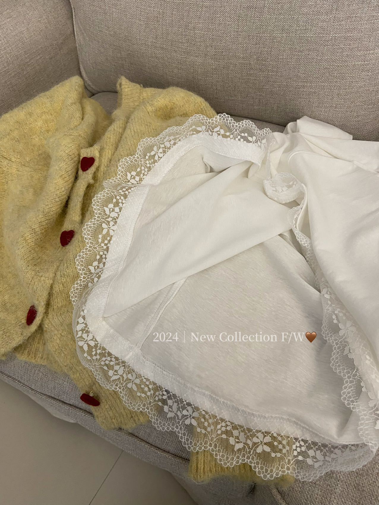 High-GSM cotton-feel V-neck tee with elegant lace trim.