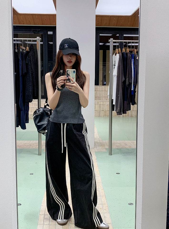 American-Style Striped Eco Cotton Drawstring Lounge Pants