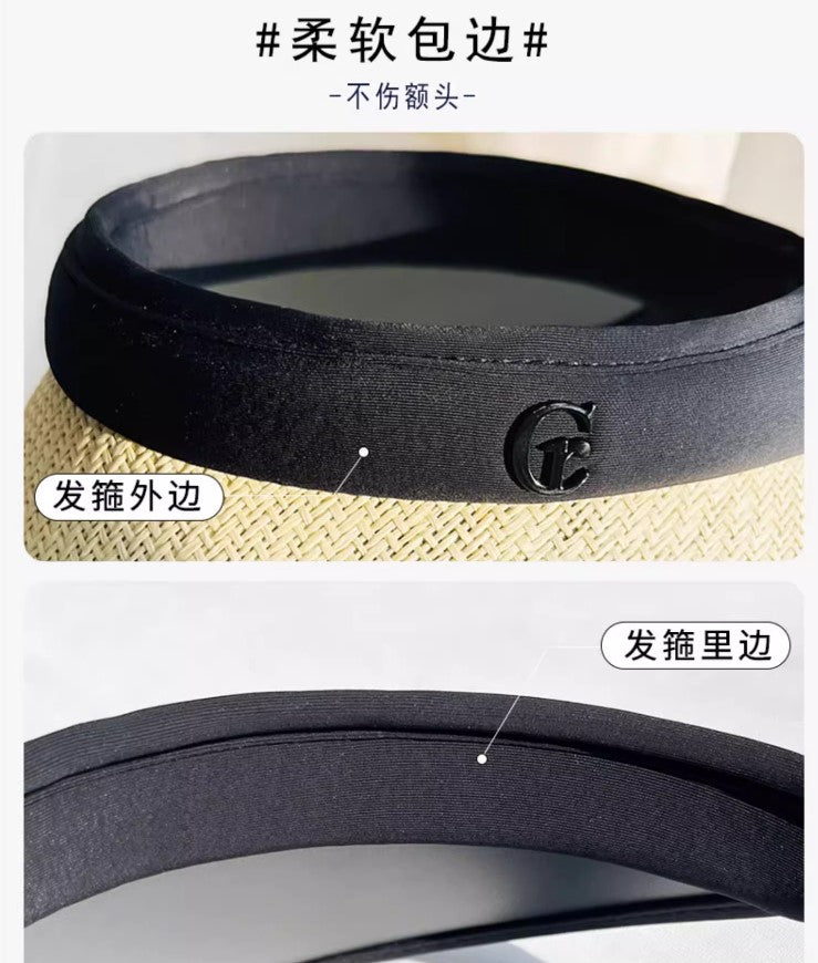 Uv Black Rubber Layer Empty Top Straw Hat