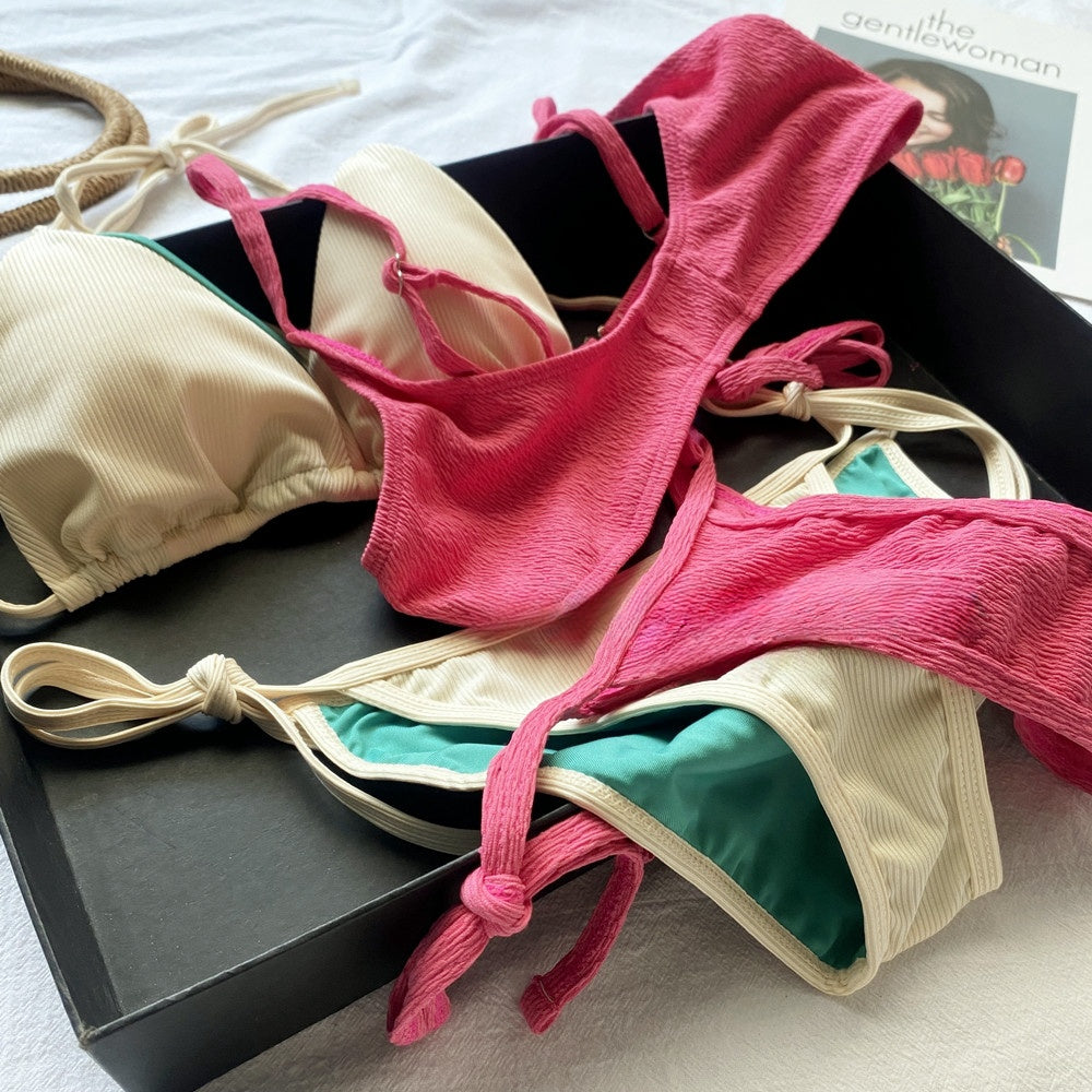 Thai-Style Instagram-Inspired Contrast Bikini 4-Piece Set