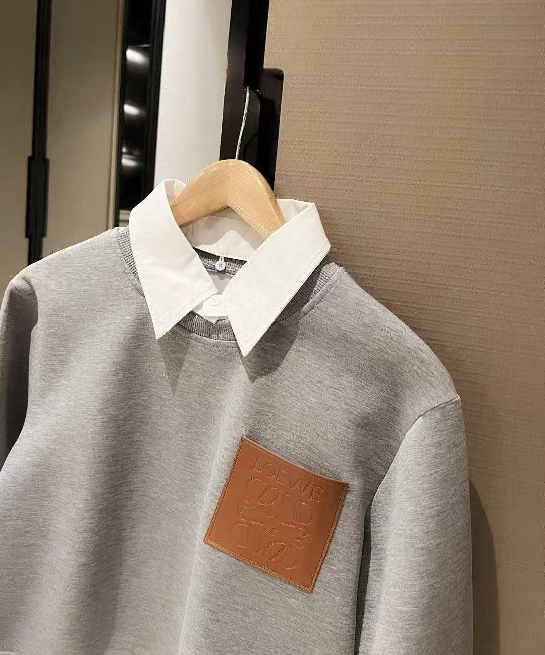 PU Leather Logo Sweatshirt