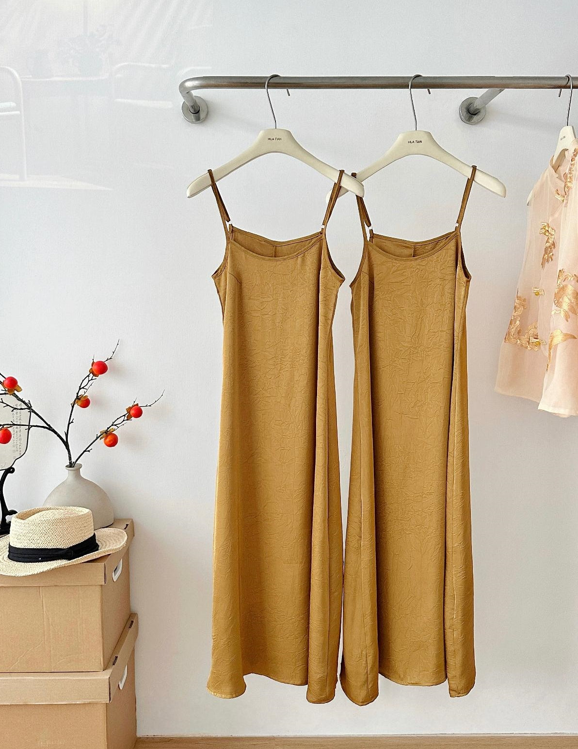 New Chinese Style Zen 2-Piece Set with Stand Collar Embroidered Top + Cami Dress