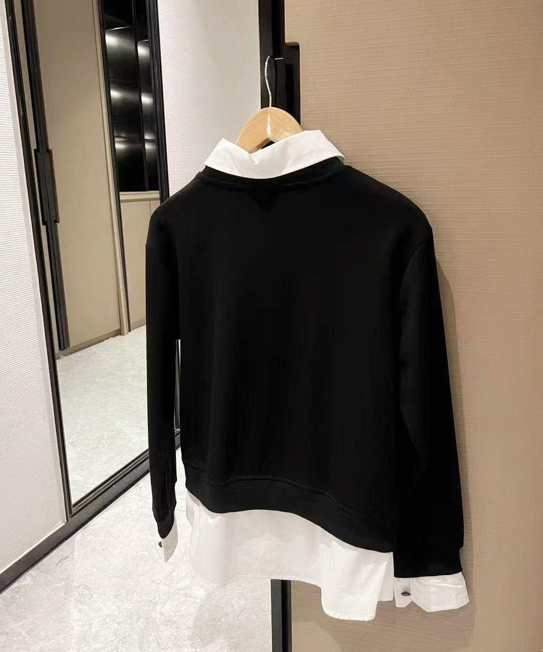 PU Leather Logo Sweatshirt