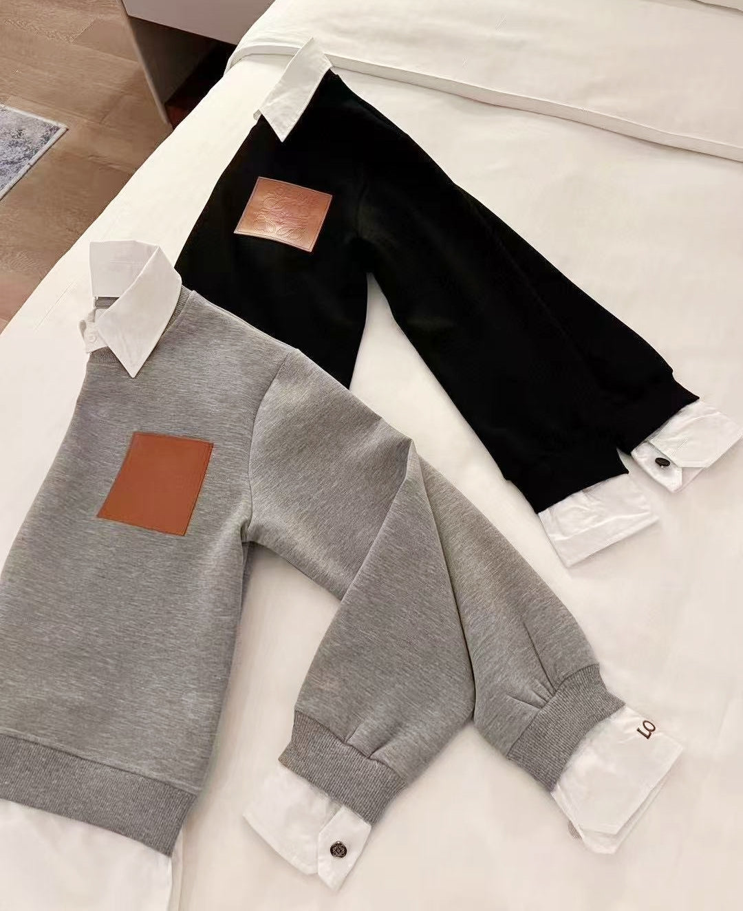 PU Leather Logo Sweatshirt