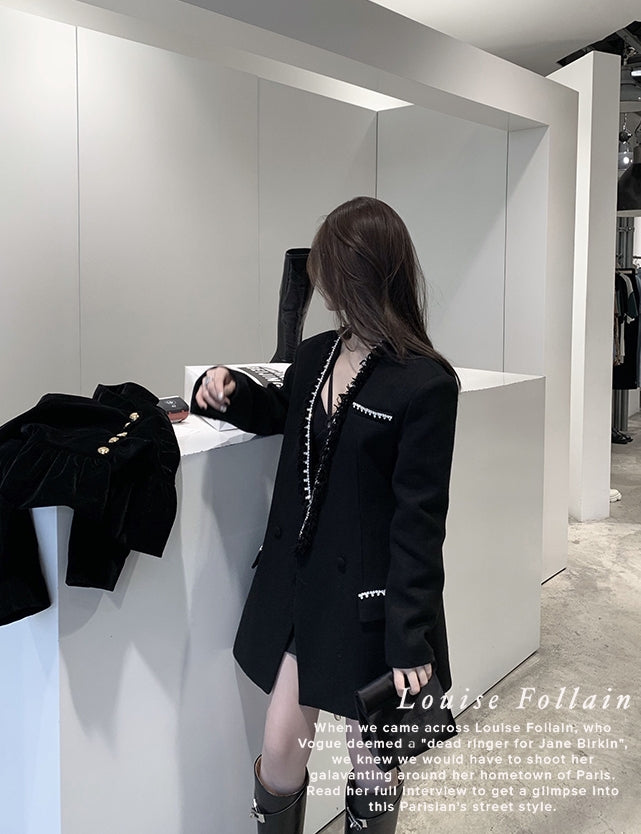 Wool Rhinestone Fringed Suit Jacket