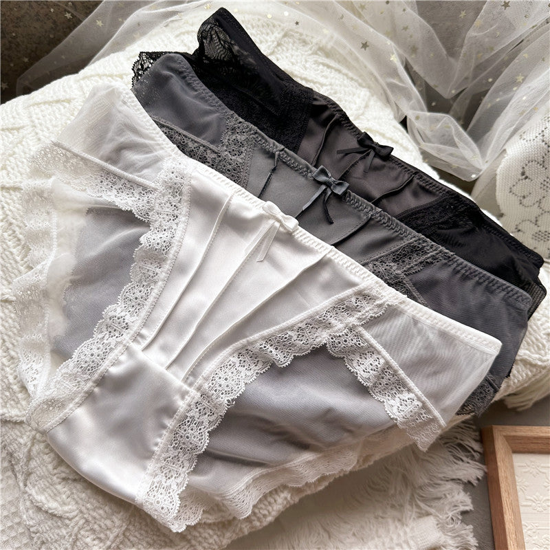 French Light Luxury Ice Silk Pleated Gauze Panties  (Pack of 2)