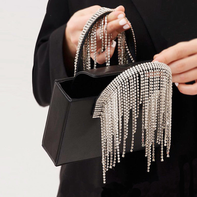 KARA MIDI FRINGE Crystal Tassel Bag