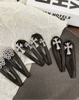 Kroheart Leather Side Hair Clips (Set of 6, 3 Pairs)