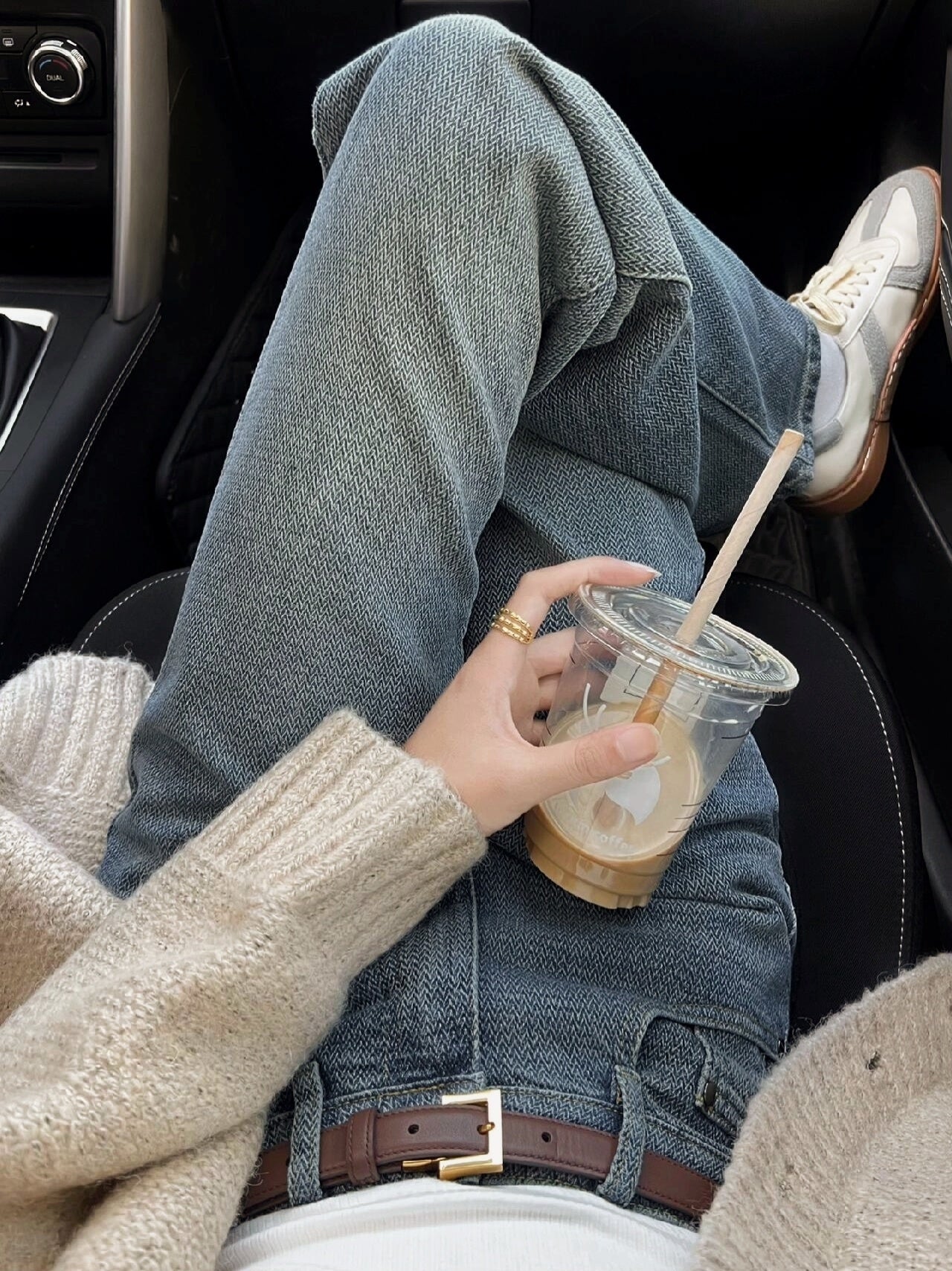 Herringbone Washed Denim Jeans