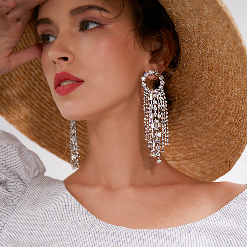 Rhinestone Tassel Earrings