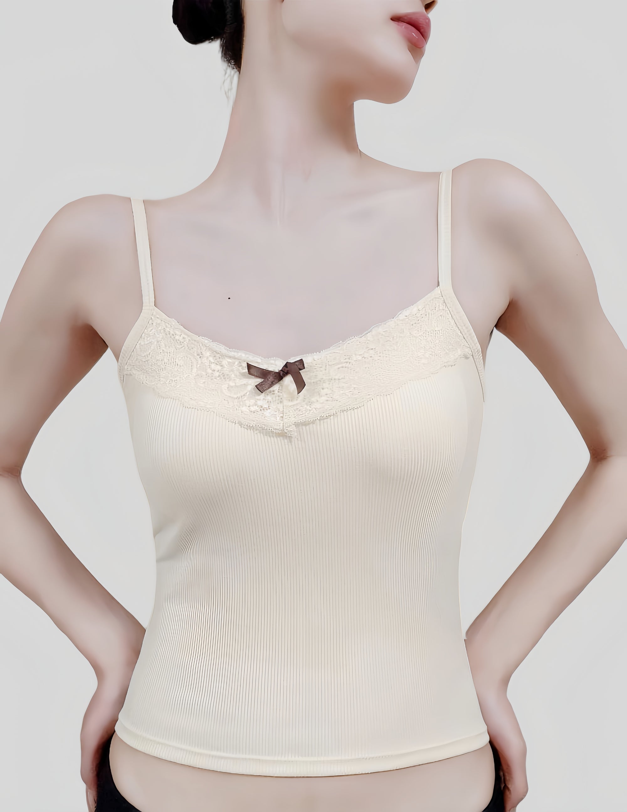 Lace Strap Camisole with Padded Bust for a Beautiful Chest