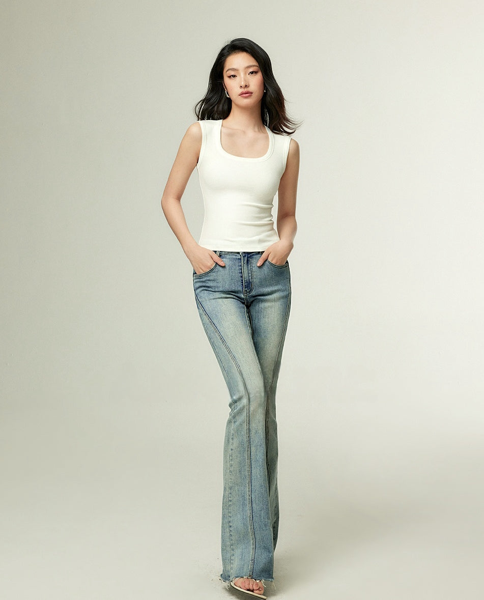 Slim-Fit American-Style U-Neck Tank Top