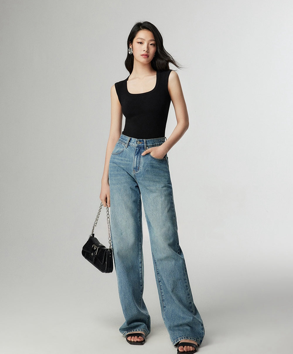 Slim-Fit American-Style U-Neck Tank Top
