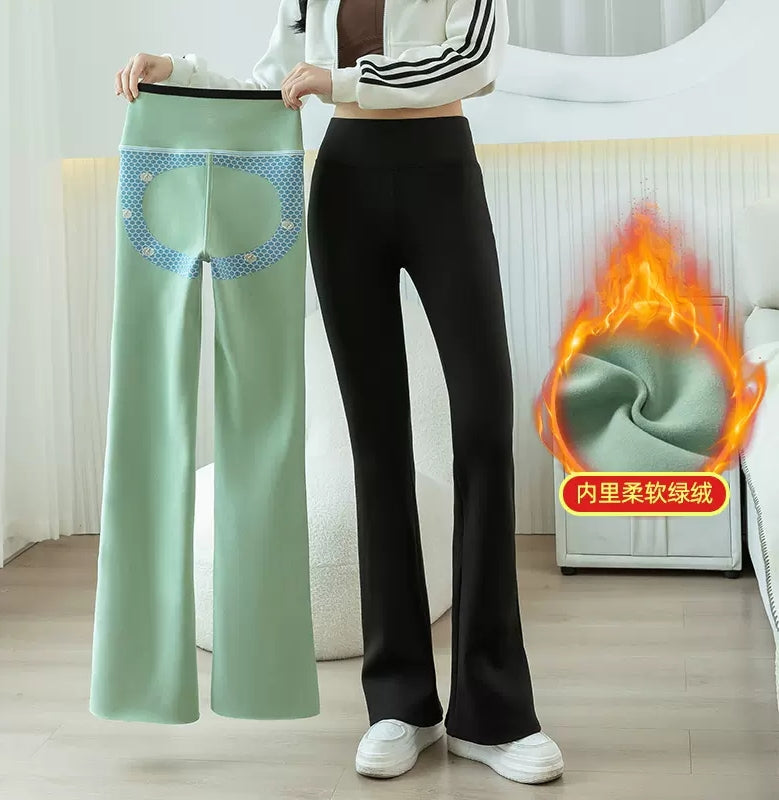 U-shaped Lifted and Fleece-lined Flared Pants