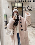 Wool-Blend Eco Faux Fur Mid-Length Coat