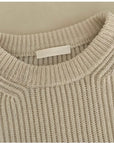 White Textured Knit Sweater with Layered Look